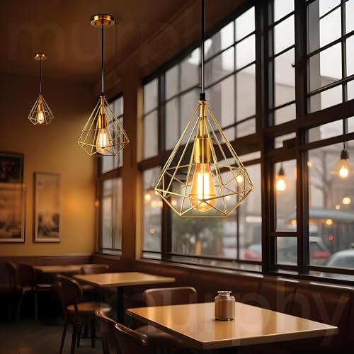 Image of Murphy Designer Single Pendant Hanging Chandelier Light for Dining Room, Home Decor | Indoor Roof Light | Golden Color Antique Vintage Chandelier - Pack of 3 (Bulb Included)