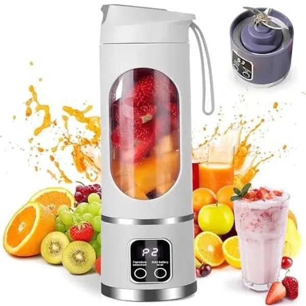 Image of Portable Juicer Mixer Blender for Juices, Smoothies, Cold Coffee, Rechargeable 10 Blades Bottle Juicer Smoothie Maker, Fruits Mixer Grinder for Home, Office, Gym, Travel, 450ML