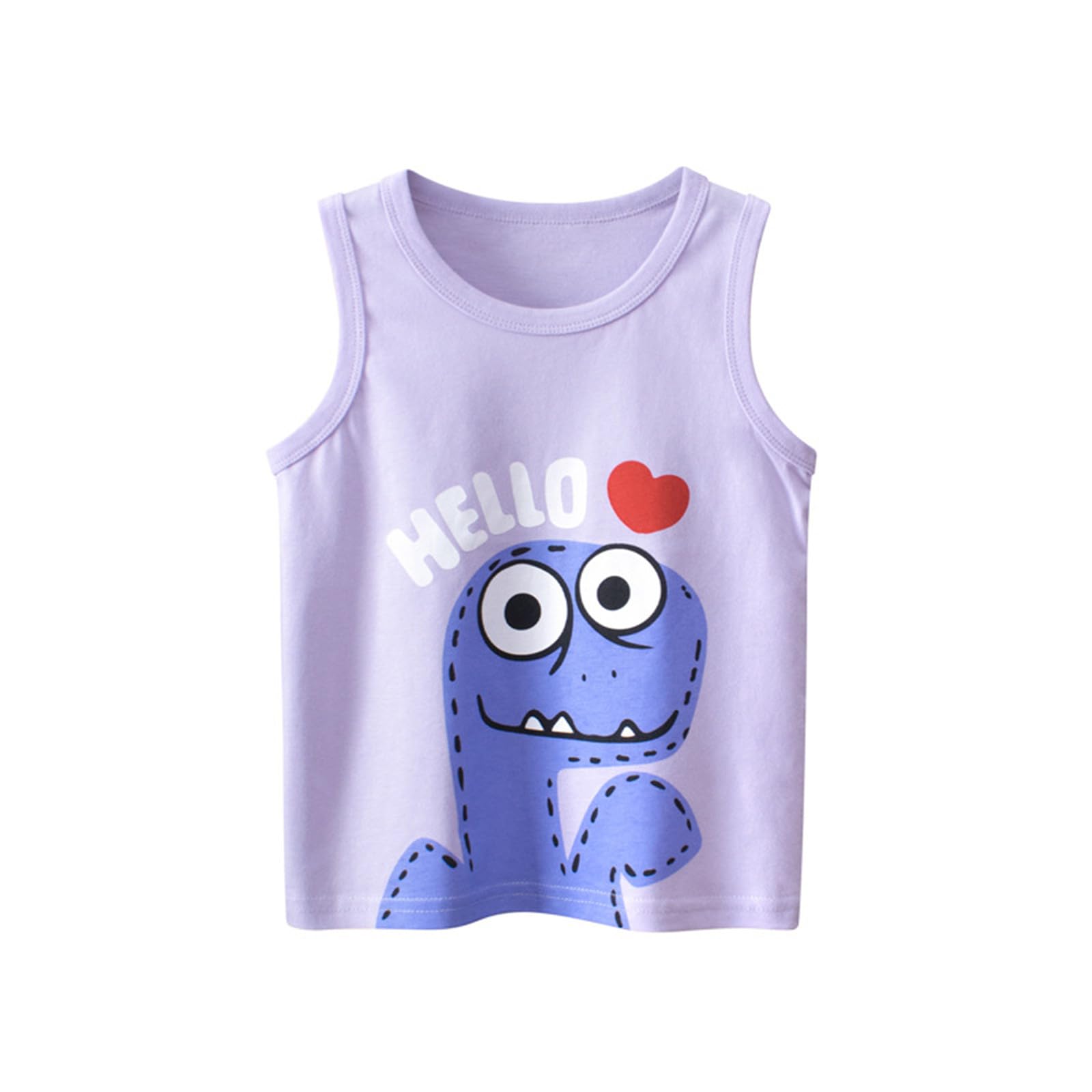 RNTOP Toddler Kids Baby Girls Tank Tops Infant Outfits Cartoon Dinosaur Print Sleeveless Tees Shirts Casual Tees & Blouse Purple