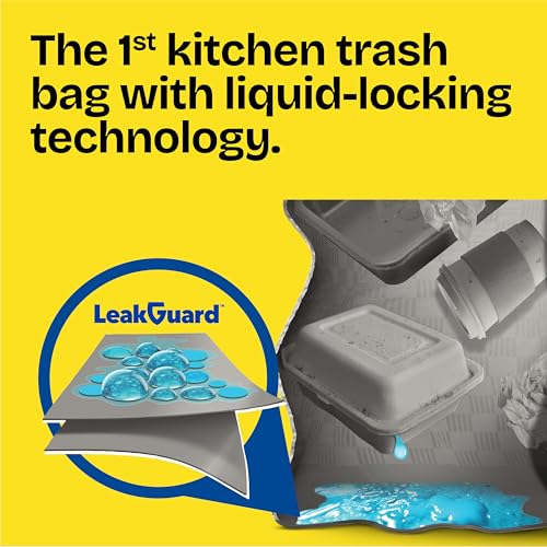Image of Glad ForceFlex MaxStrength Tall Kitchen Trash Bags, Rip and Leak Resistant, LeakGuard, Sunshine Lemon Scented Tall Garbage Bags, Odor Control, Febreze Freshness, 13 Gallon, 90 Count
