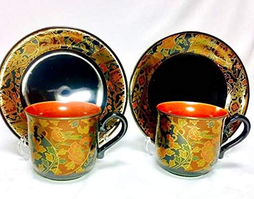 有田焼金襴手青藍窯カップ＆ソーサー2客セット