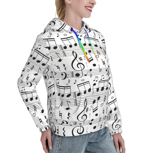 Sweat note de musique femme avec pull capuche imprimé mode - 3