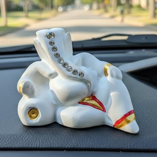 Image of Lord Ganesha Resin Idol for Car Dashboard, Home Temple & Office Desk (6.5 x 5.5 x 4.5 cm) | Handcrafted Ganpati Murti Showpiece for Vastu & Good Luck | Religious Gift for New Car & Home