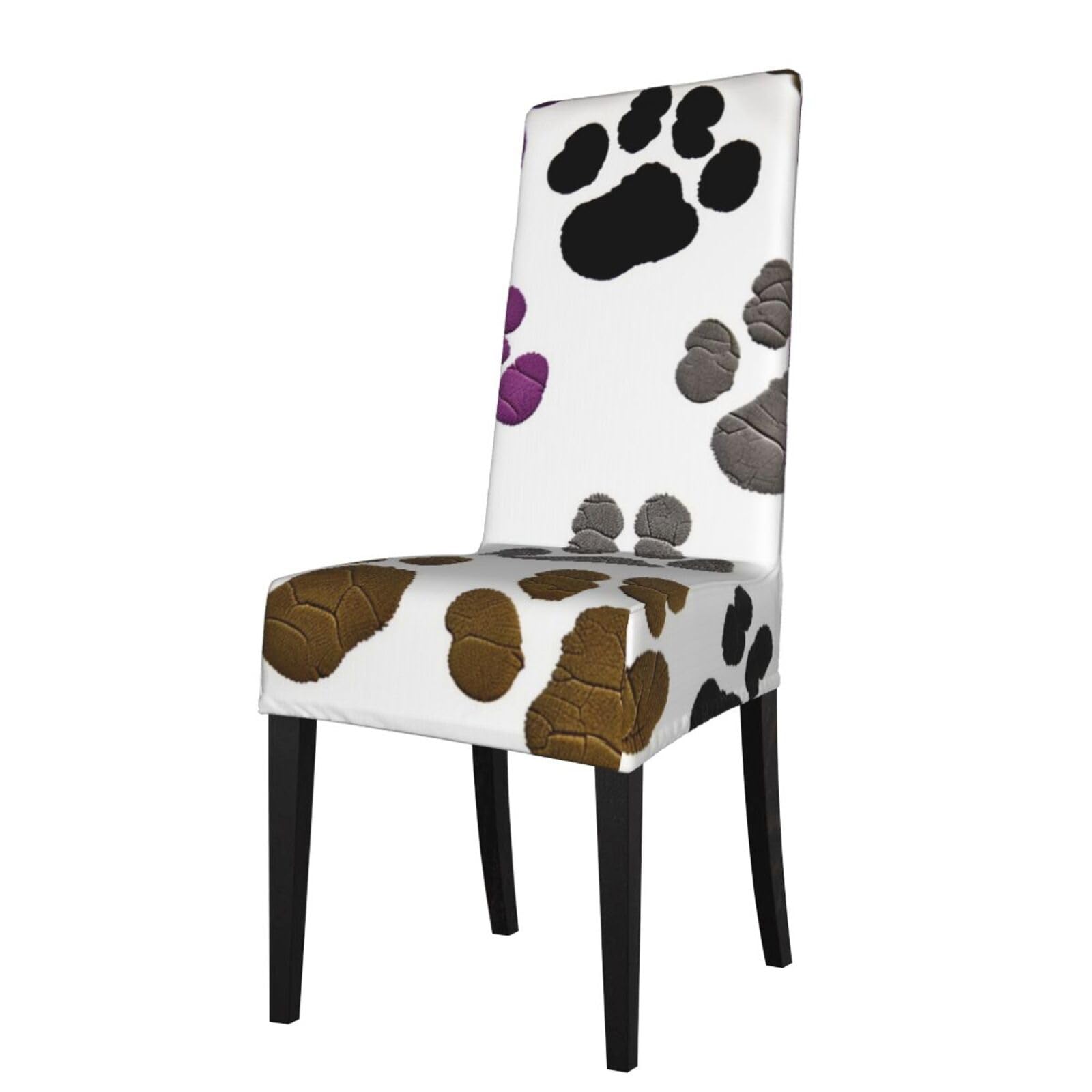 WPKJU Dog Paw Prints Printing Print Dining Chair Covers Removable Chair Seat Covers Decorative for Kitchen & Bar Stools