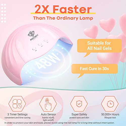 Modelones 35Pcs Neon Gel Nail Polish Kit With U V Light 48W Nail Dryer, 12 Colors Summer Pink Soak Off Gel Nail Polish Set, Glossy & Matte Base Top Coat, Nail Art Decorations, Manicure Tools, Diy At Home Salon Nail Art Gift For Women #TOP5