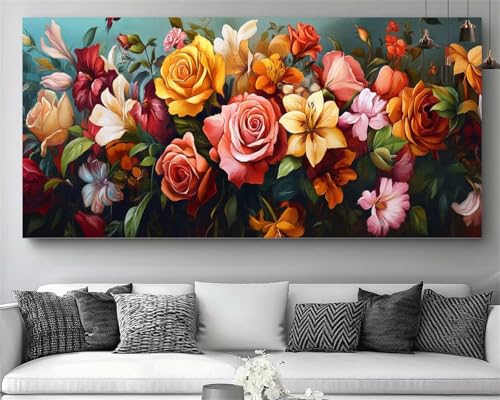Peinture Diamant Enfant et Adulte Fleur | Activité Manuelle Tableau Strass pour le Salon