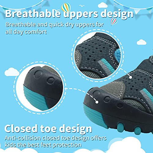 Apakowa QFSNDAN-Y306-BLUE-21 Kid'S Boy'S Summer Outdoor Athletic Double Strap Closed-Toe Water Sandals (Toddler/Little Kid) (Color : Navy/Blue thumb #3