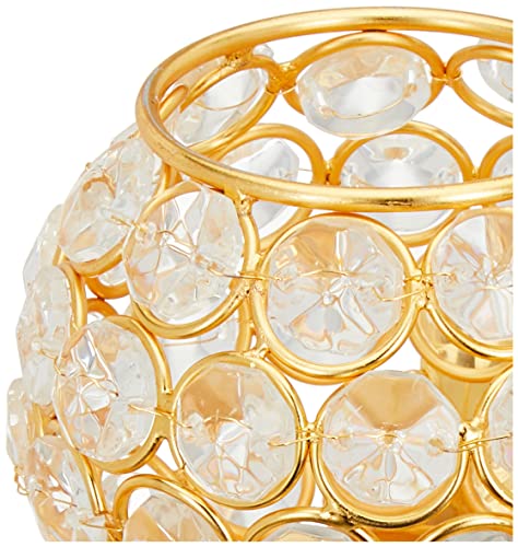 Image of Amazon Brand - Solimo Gold Plated Crystal Candle Holder - Decorative Tea Light Stand Votive for Home decor (Set of 2)