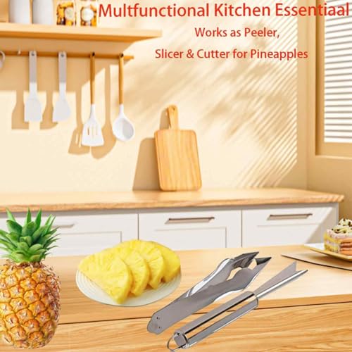 Image of 2 PCS Set, Pineapple Cutter, Efficient Pineapple Eye Remover Tool, Quick Fruit Preparation for Kitchen and Outdoor Cooking