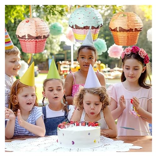 Lanternes en papier décoration anniversaire pour cupcake blanche