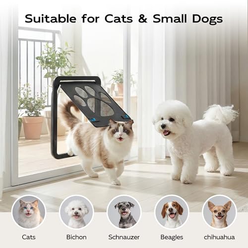 PetPrime Cat Door for Screen Door with Flap Opening 8×10 inches,Lockable Auto-Close Magnetic Pet Door for Cats & Small Dogs,Suitable for Sliding Screen Door,Easy Install,Small - Image 8