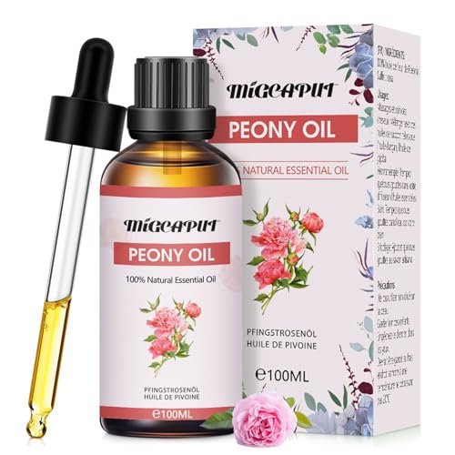 MIGCAPUT Olio Essenziale di Peonia 100ML, Olio di Peonia di Grado Terapeutico Naturale al 100%, Oli Essenziali di Aromaterapia per Diffusori, Umidificatore, Massaggi, Lenire l'umore