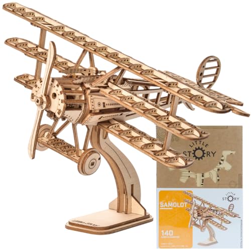 Little Story Holz Puzzle 3D Pädagogisch Do it Self Für Kinder Erwachsene Sammlerstück (Flugzeug)