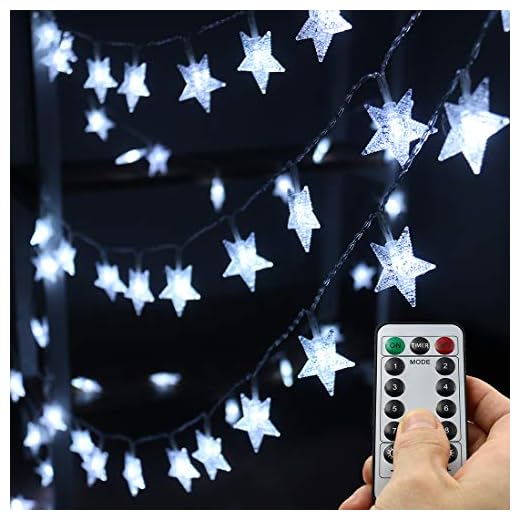 Xingpold Led Star String Lights,Outdoor Battery Operated String Lights White Fairy Lights,16.4 Feet 50 LED Waterproof Christmas Tree Lights for Indoor Wedding Halloween Camping Umbrella Birthday Party
