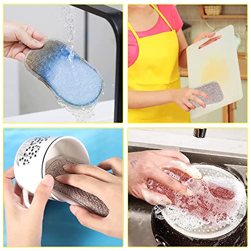 Mcftvun 10 Pack Multipurpose Kitchen Scrub Sponges, Heavy Duty Cleaning Non-Scratch Scrub Sponge, Reusable Microfiber Sponges For Dishes, Pots And Pans All At Once #TOP6