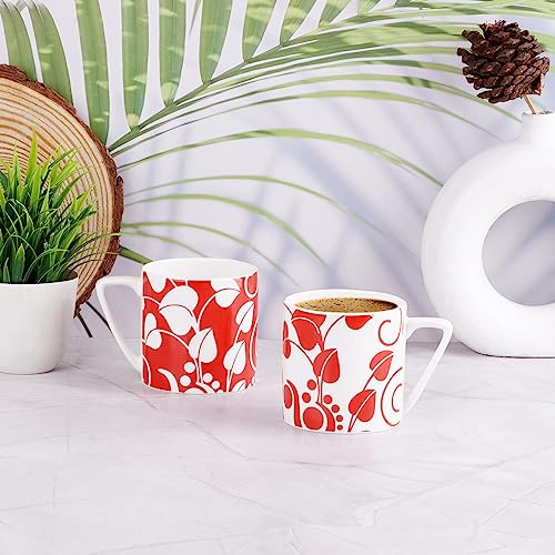 Image of Dandy Lines Puja Medium Red and White Leaves, Set of 6, 35025