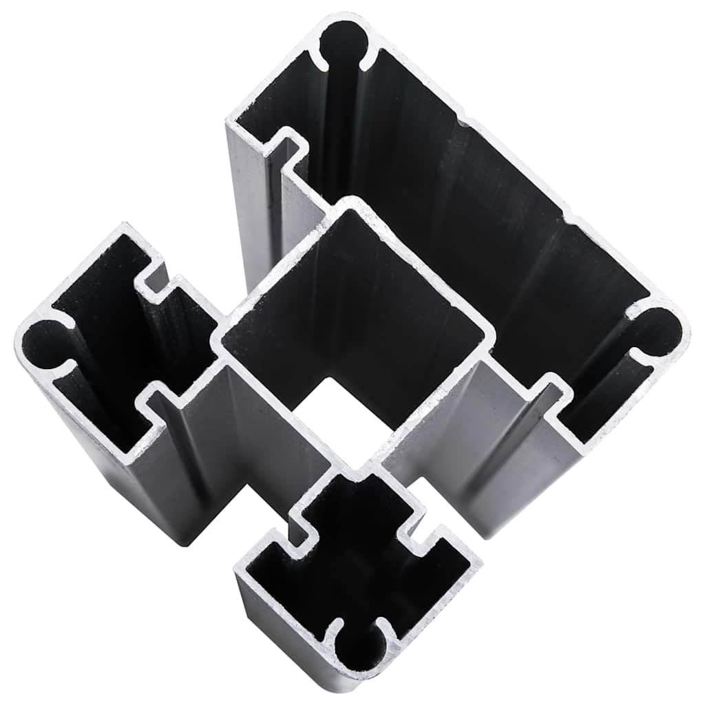 Zaunelement WPC Schwarz 95 x 105-180 cm mit Aluminium-Oberprofil, wetterfestes Gartenzaun Sichtschutz Paneel für Terrasse, Balkon, Vorgarten, langlebige Kunststoff-Holz-Verbundmaterial