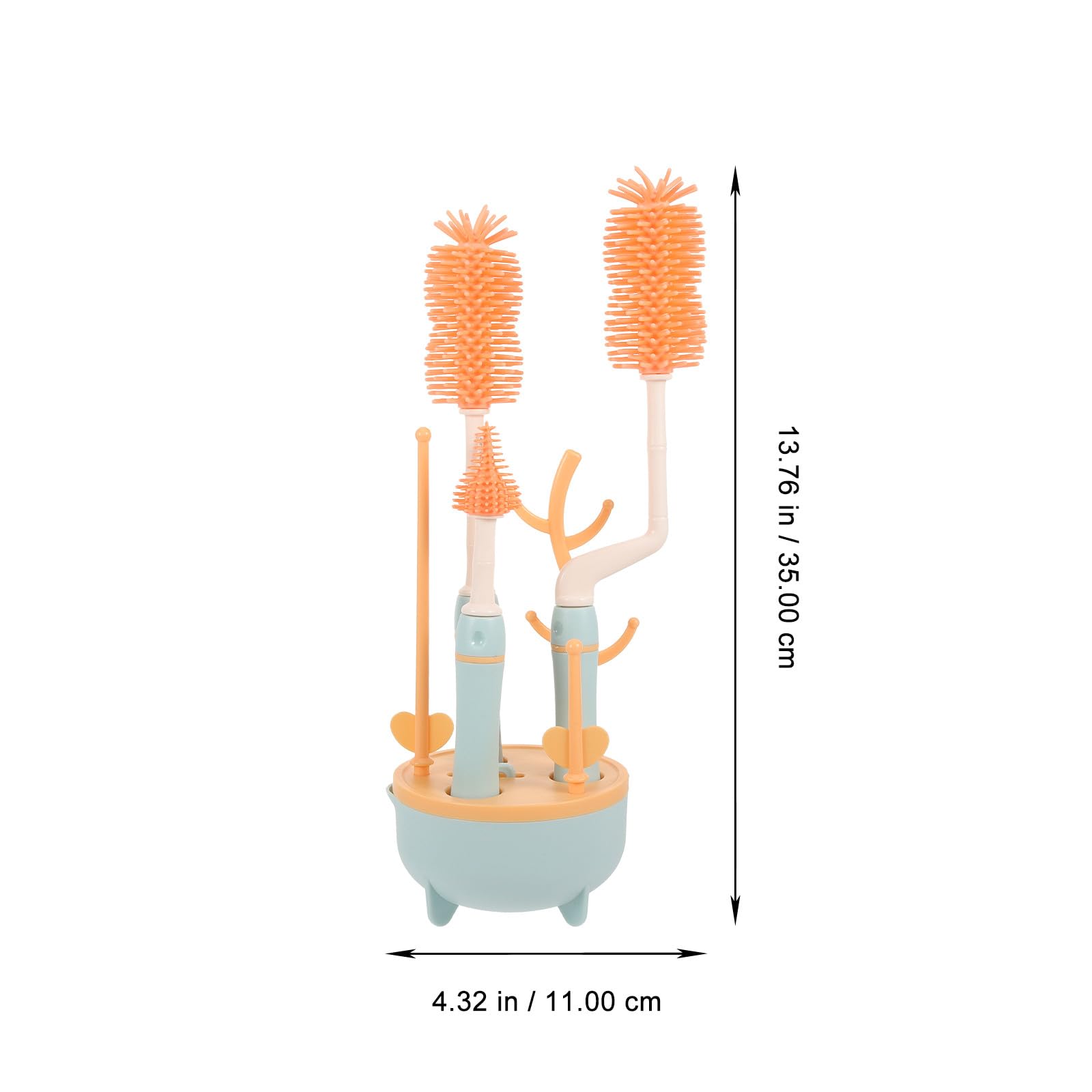 SECFOU Juego de Cepillos para Limpiar Biberones y Tazas con Soporte, Diseño Ligero y Mango Extendido, Material Silicona y PP, Adecuado para Viaje y Uso Diario