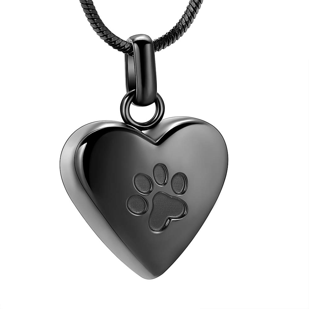 zeqingjw Pet Cremation Jewelry for Ashes Pendant Paw Print Pet Heart Urn Necklace Memorial Keepsake Jewelry for Pet/Dog's/Cat's Ashes