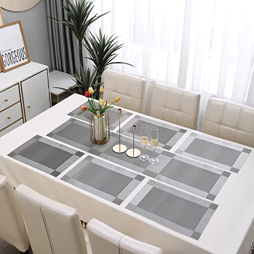 Image of HOKIPO PVC Placemats with Table Runner for Dining Table 6 Seater (AR2775)