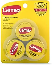 Carmex Medicated Lip Balm Jars, Lip Protectant - Pack of 3