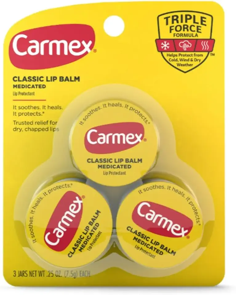 Carmex Medicated Lip Balm Jars, Lip Protectant - Pack of 3