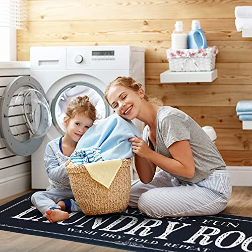 Romamigo Laundry Room Rug Runner Non Slip Laundry Mats Mudroom Runner Farmhouse Kitchen Floor Mat Bathroom Laundry Room Decor Accessories(Black, 20 X 47 Inch) #TOP6