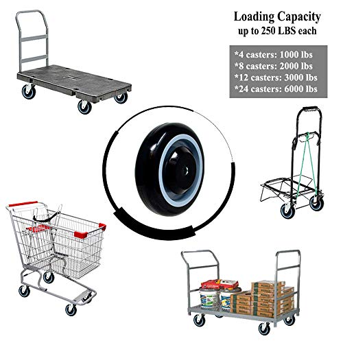 Syration 5" 4 Pack Polyurethane Stepped And Full Tread Face W/Double Balbearing Shopping Cart Wheel 1400 Lbs Total Capacity #TOP4