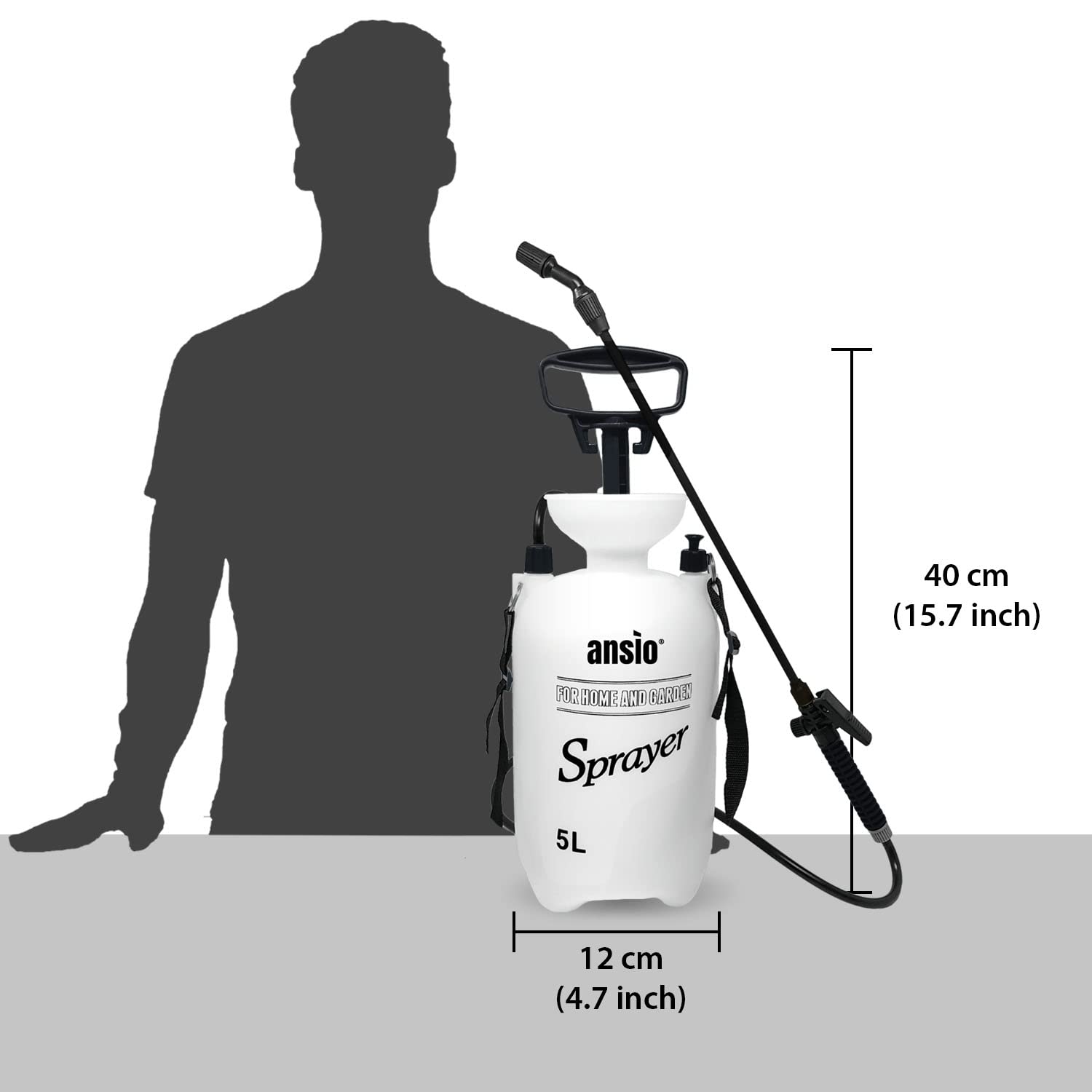 Pulverizador de presión de jardín con lanza de fibra de vidrio - Economy-Blanco/Negro y Blanco/Rojo - 5L Paquete de 2