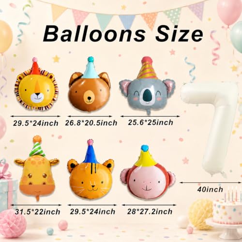 7 Pcs Animal Balloons Number 7 Balloon for Birthday Party Decorations by Loknrae - Used condition - Image 2