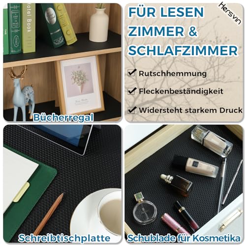 Hersvin Schubladenmatte 50cmx600cm Schubladeneinlage Eva Schrankpapier Nicht Klebende Wasserfest Unterlage Teppich für Küchenschränke Regalschrank (Schwarz Punkt)