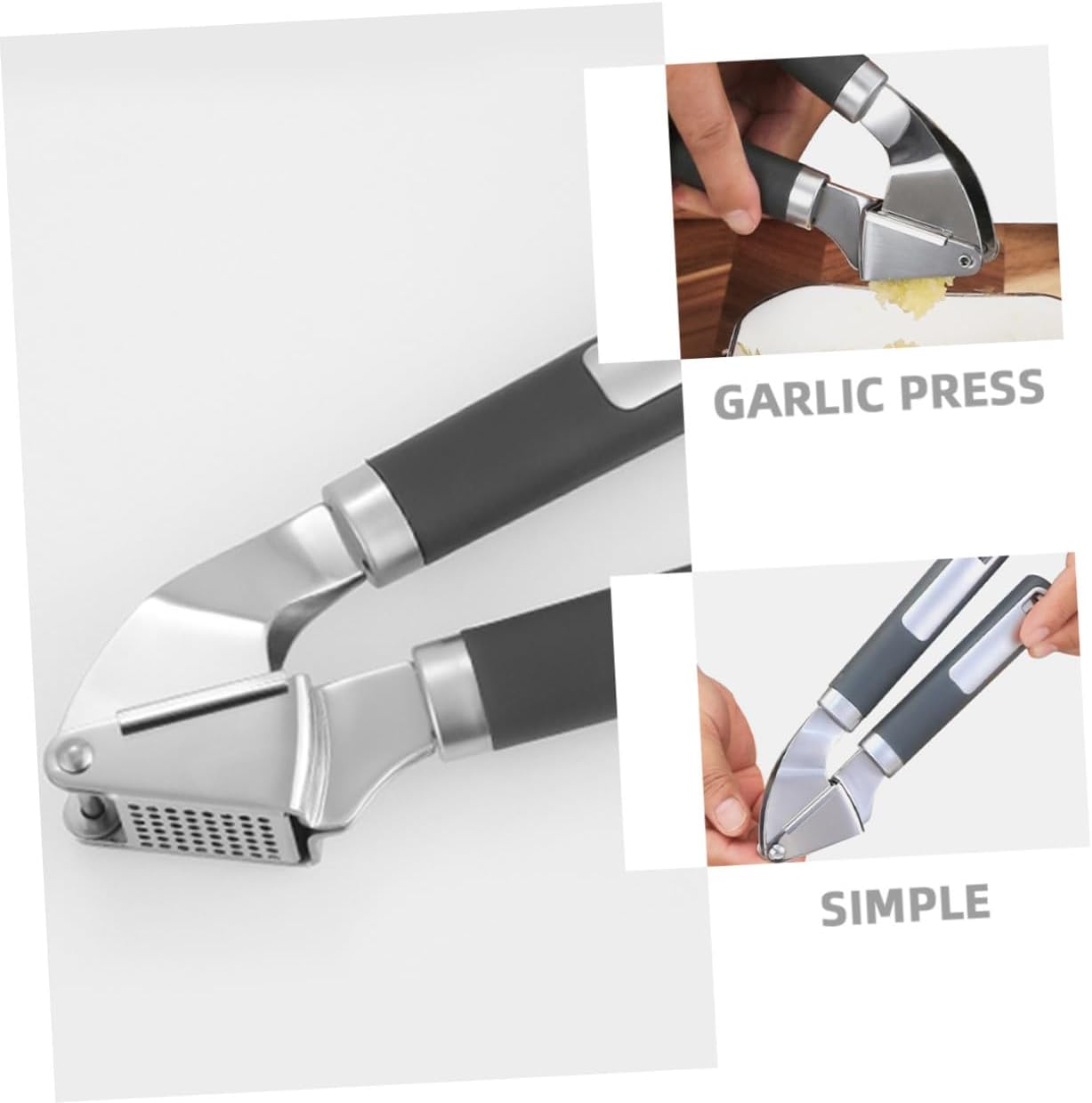Stainless Steel Garlic Press Manual Garlic Mincer for Home Cooking with Ergonomic Handle