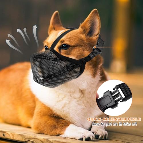 Maulkorb für Große Hunde, Verstellbare Atmungsaktive Haustier Maske Maulkorb Kleine Hunde mit Klettverschluss, für Kleine Mittlere große Hundetraining (S) (S)