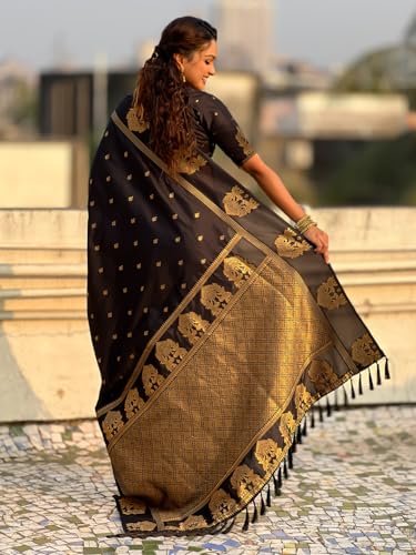 Image of SGF11 Women's Kanjivaram Pure Soft Silk Saree With Unstitched Blouse Piece