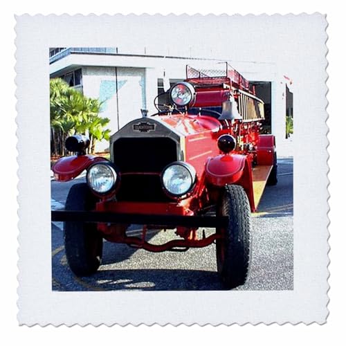 10x10 inch Quilt Square - Old Fire Truck Trucks