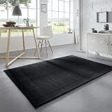 Taracarpet Waschbarer Flauschiger Uni Kurzflor Teppich, Anti-Rutsch, Felloptik, Super Soft Schwarz 050x080 cm