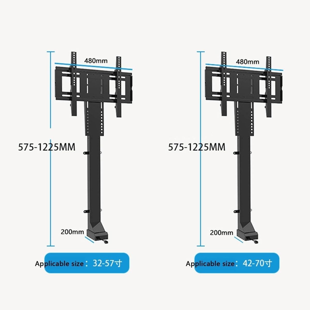Soporte elevador eléctrico para TV, soporte motorizado ajustable para pantallas de 32 a 70 pulgadas con mando a distancia, soporta 60 kg de capacidad de carga