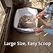 UFECODO Fast Sifting Cat Litter Scoop with Holder Stand, 2 Widths of Slots Stainless Steel Poop Scooper with Ergonomic Wood Handle, Heavy Duty and Easy Clean
