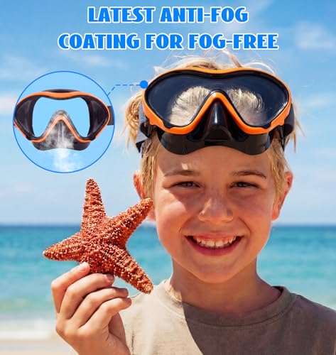 Aegend Kids Swim Goggles Snorkel Diving Goggles with Nose Cover for Kids 3-15, Knitted Fabric Strap, Anti-Fog No Leak - image 5