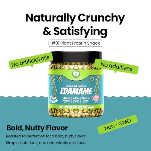 Image of Go Vegan Roasted Salted Edamame, 150gm (46% Protein, 17% Fiber, Lightly Salted Young Green Soybeans | 100% Veg Protein Rich Snacks)