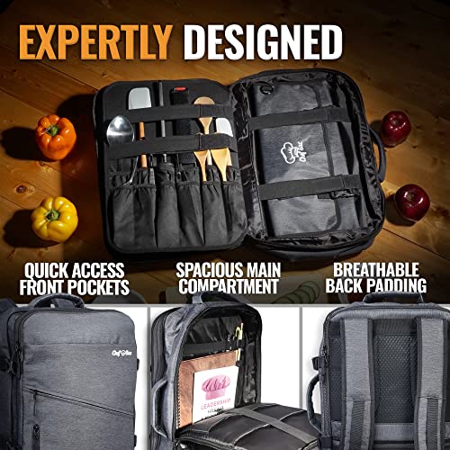 Chef Knife Bag Backpack Set With Knife Roll | Knife Case With 40+ Pockets For Knives And Culinary Tools | Great Knife Bag For Chefs & Culinary Students | Knives & Tools Not Included #TOP3