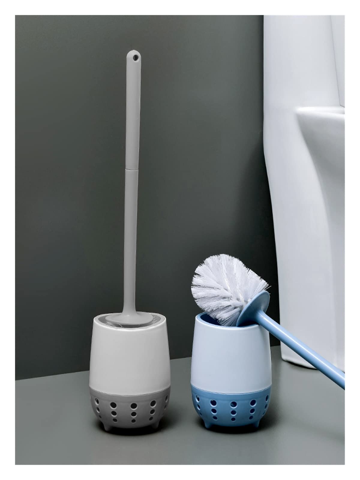 Escobillero Moderno para Inodoro, Limpiador Profundo, de Pared, Duradero, Soporte para escobillero, Accesorio para baño (Gris)