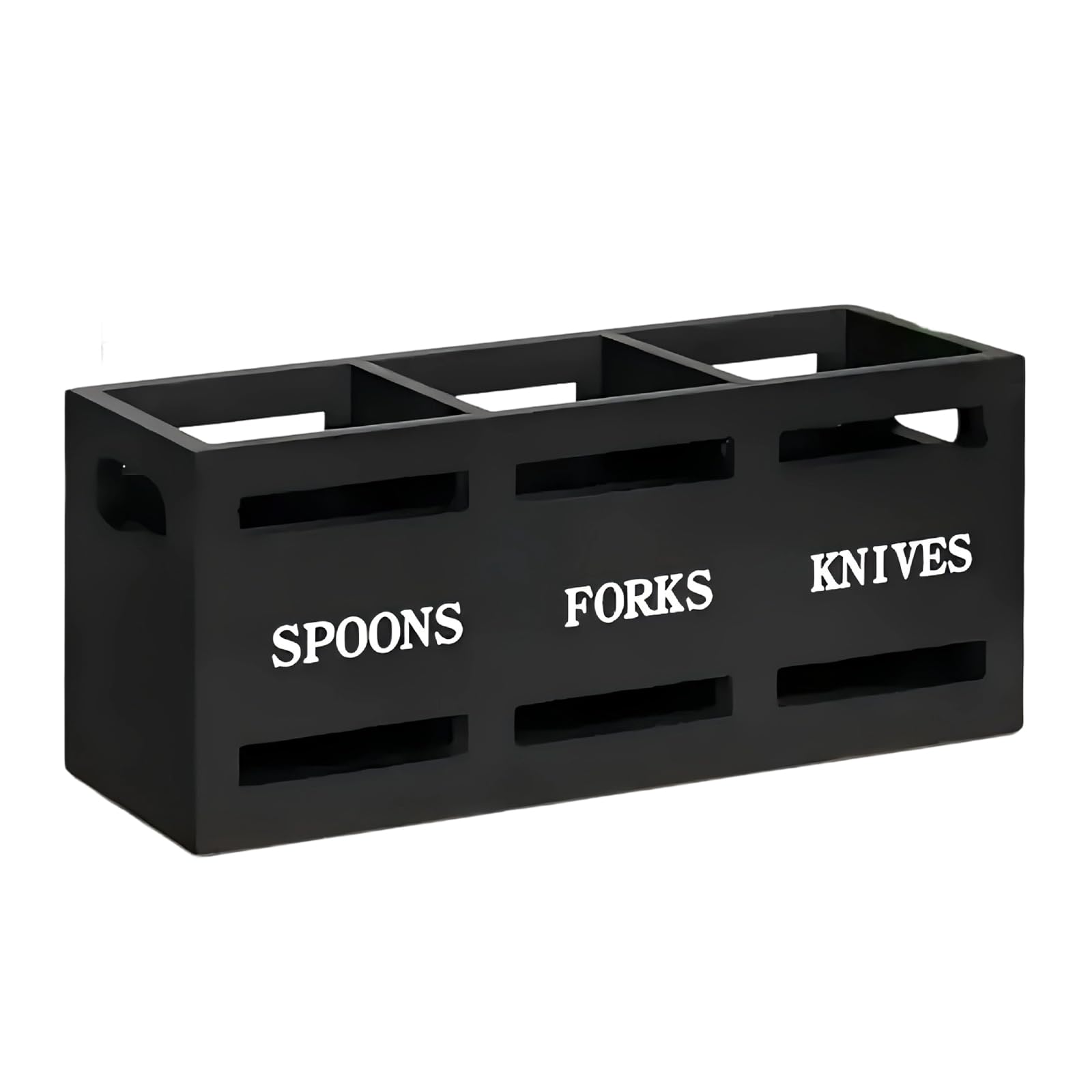 Snorvixre Modern 3 Section Wood Utensil Holder Storage Box for Kitchen Drawer Storage and Countertop Organization Wooden Utensil Organizers