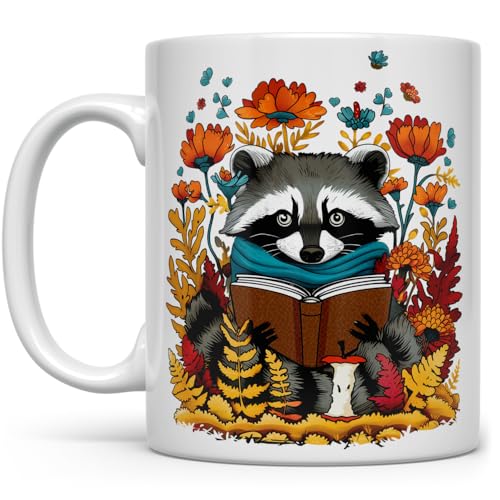 Taza de cerámica Loftipop con diseño otoñal y mapache 11oz miniatura 1