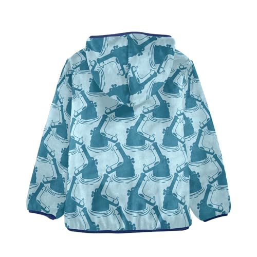 Hippo Background Girls Fleece Jacket Girls Fall Jacket Girls Zip Up Hoodie Girls Sherpa Jacket 2-10T2
