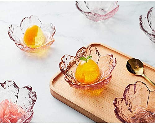 Mozacona 8Pcs Glass Sakura Shape Seasoning Dishes Dipping Bowls Appetizer Plates #TOP2