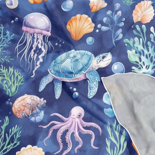 Sea Creatures Silk Like Head Scarf for Women,Soft Fashion Neck Scarf Square Satin Head Scarf 23.6 Inches4