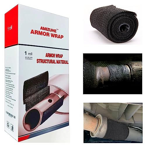 AMIZUHE Fiberglass Repair Kit Automotive Exhaust Pipe Repair Wrap 4 X 15ft (1 Roll)