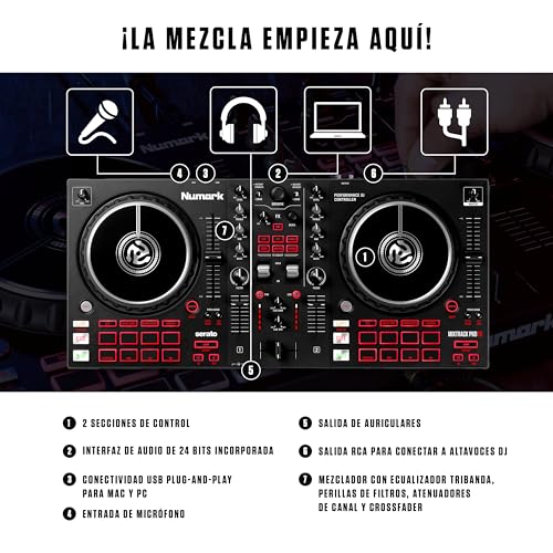 Miniatura 2 de Numark Mixtrack Pro Fx - Controlador Dj De 2 Secciones Para Serato Dj Con Mezclador Dj, Interfaz De Audio Incorporada, Ruedas De Selección Táctiles Capacitivas Y Paletas De Efectos