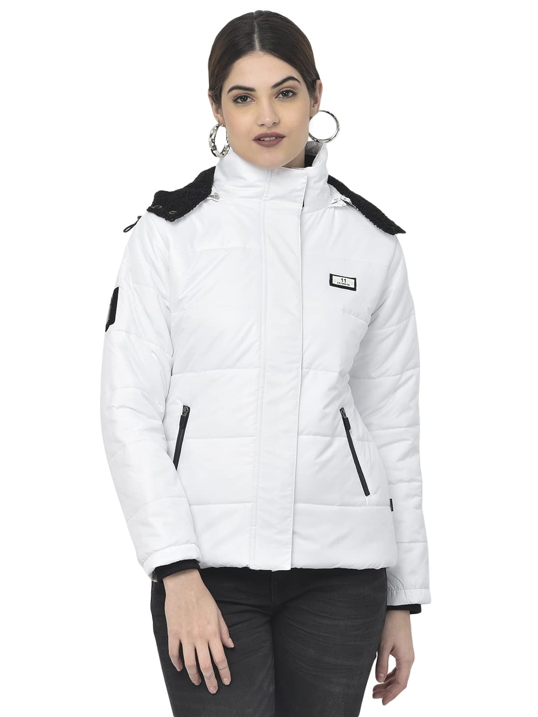 crimsoune club Women White Solid Detachable Hooded Jacket-picture-27
